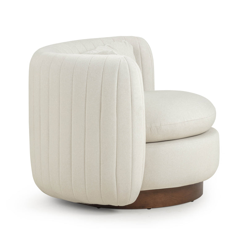 Nura Cream Performance Vegan Mohair Swivel Accent Chair-zoom-