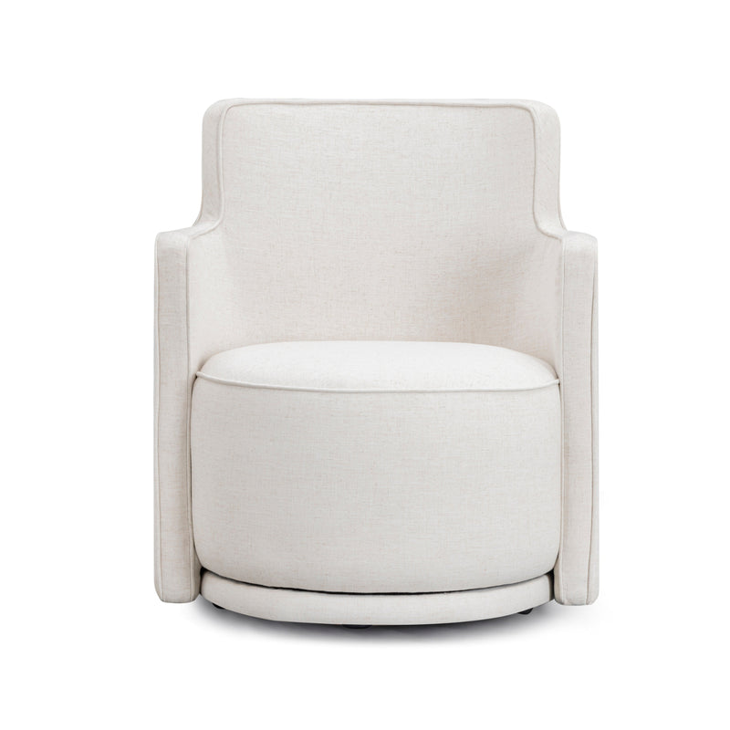 Passe Cream Upcycled Performance Linen Swivel Accent Chair-zoom-