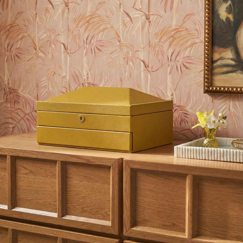 Knox Mustard Yellow Vegan Leather Contract-Grade Jewelry Box-zoom-