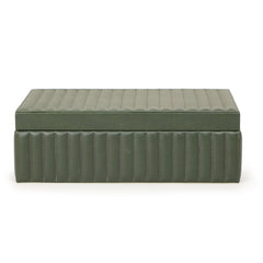 Eton Ribbed Green Vegan Leather Contract-Grade Storage Box