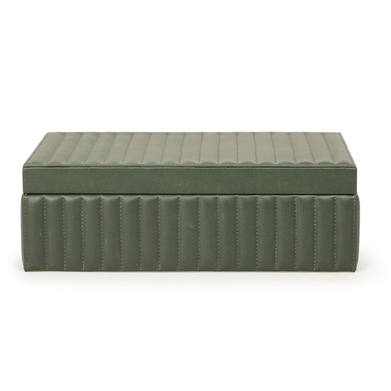 Eton Ribbed Green Vegan Leather Contract-Grade Storage Box-zoom-