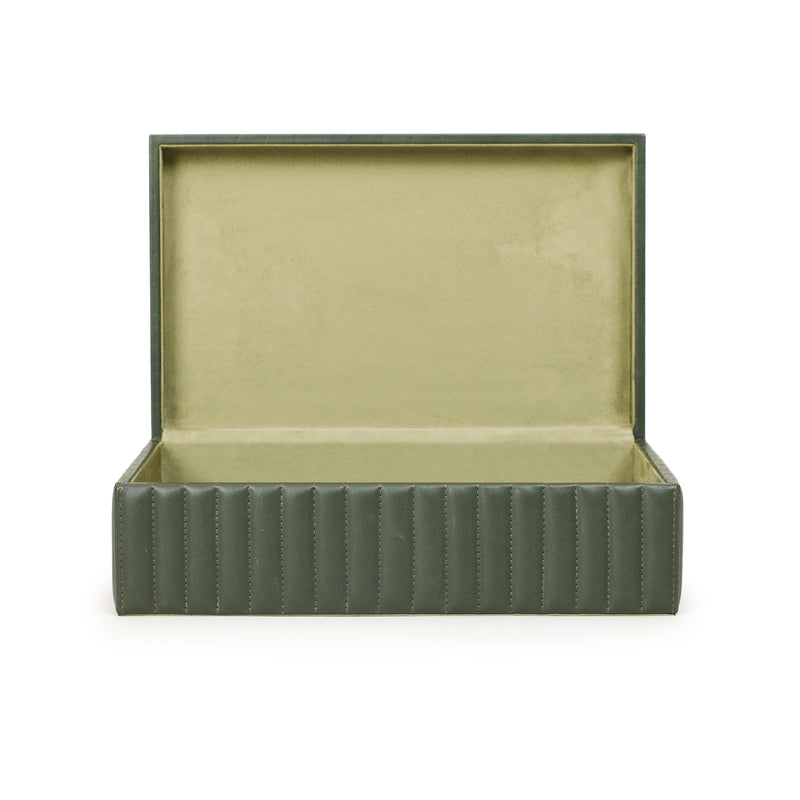 Eton Ribbed Green Vegan Leather Contract-Grade Storage Box-zoom-