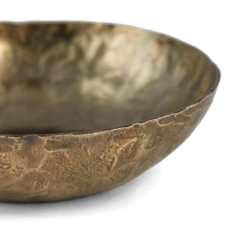 Shah Antique Brass Hammered Iron Catchall Round Bowls - Set of 3-zoom-