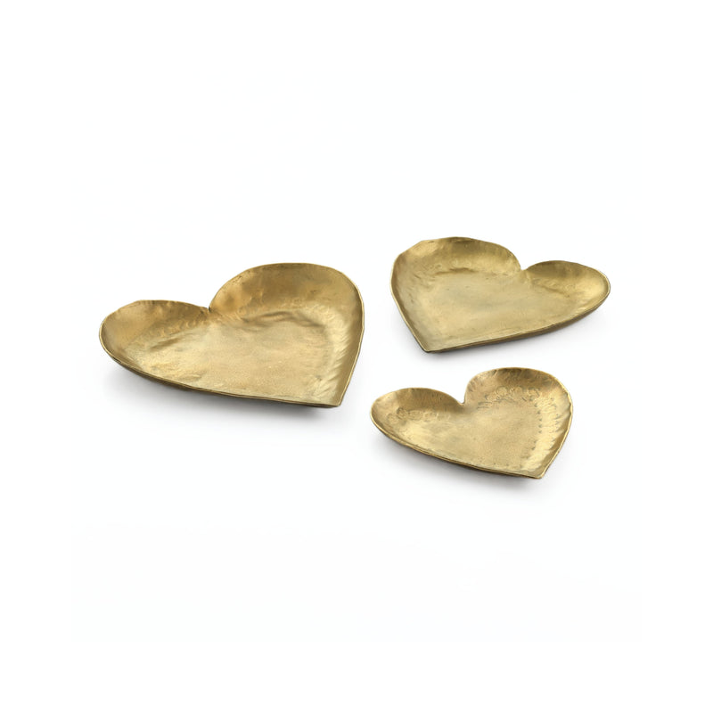 Coeur Brass Hammered Iron Heart-Shaped Catchalls - Set of 3-zoom-