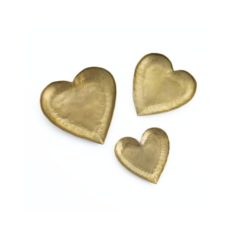 Coeur Brass Hammered Iron Heart-Shaped Catchalls - Set of 3-zoom-
