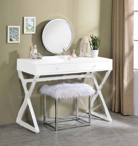 ACME Adao Vanity Mirror and Stool – view 23 – Lusso Furniture Miami