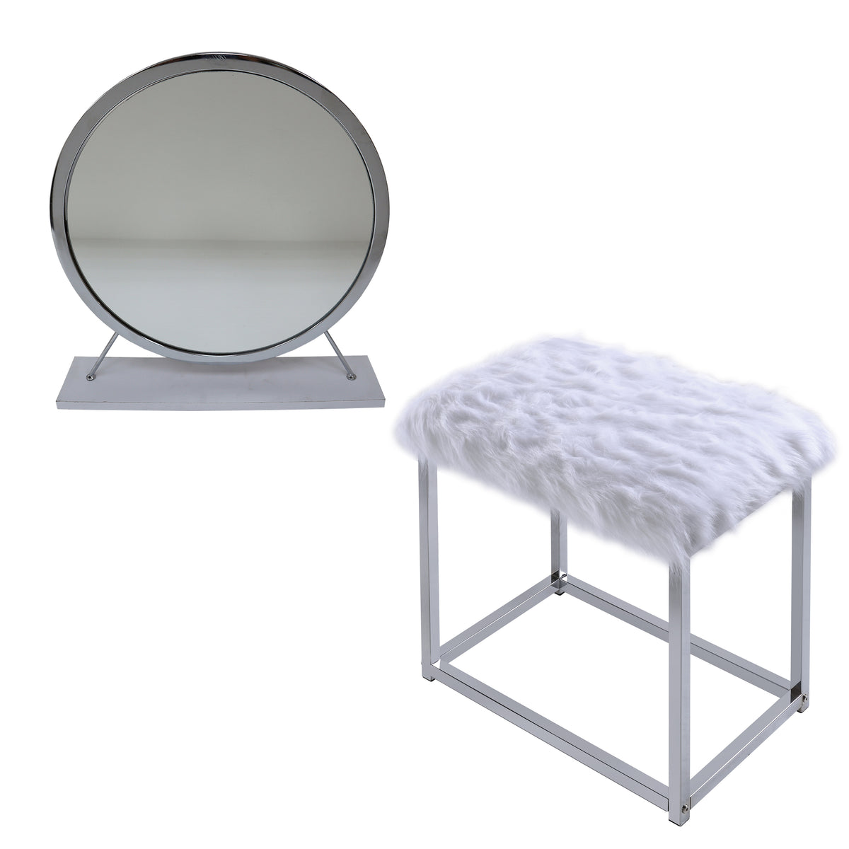 ACME Adao Vanity Mirror and Stool – view 24 – Lusso Furniture Miami