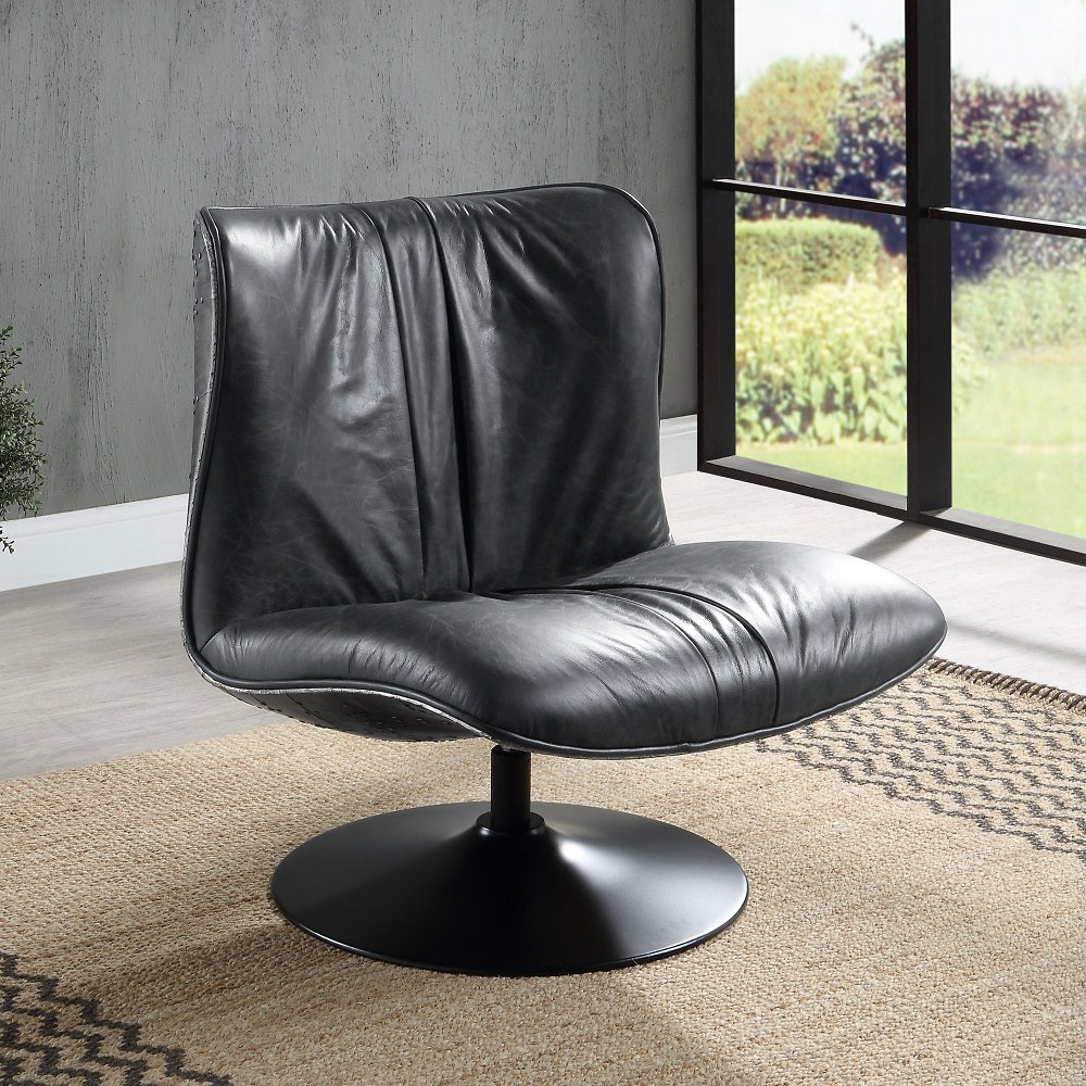 ACME Piotr Swivel Accent Chair – front view – Lusso Furniture Miami