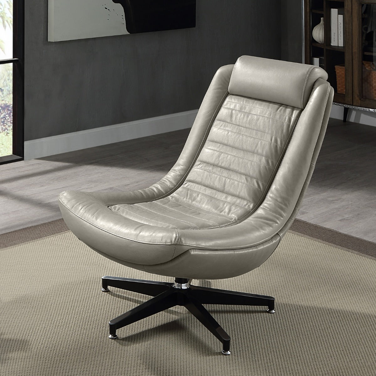 ACME Piran Swivel Accent Chair – front view – Lusso Furniture Miami