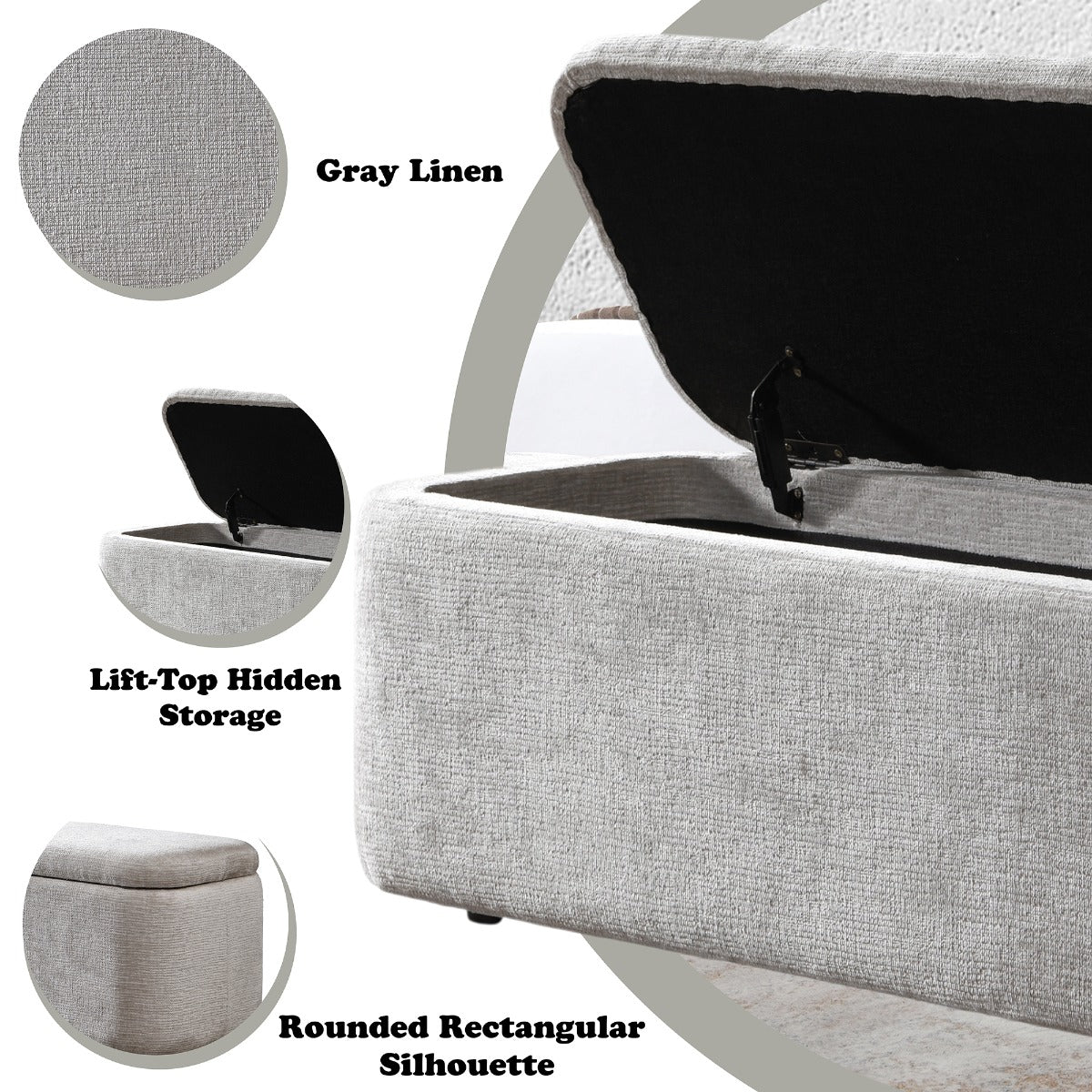 ACME Orane Storage Bench – top view – Lusso Furniture Miami