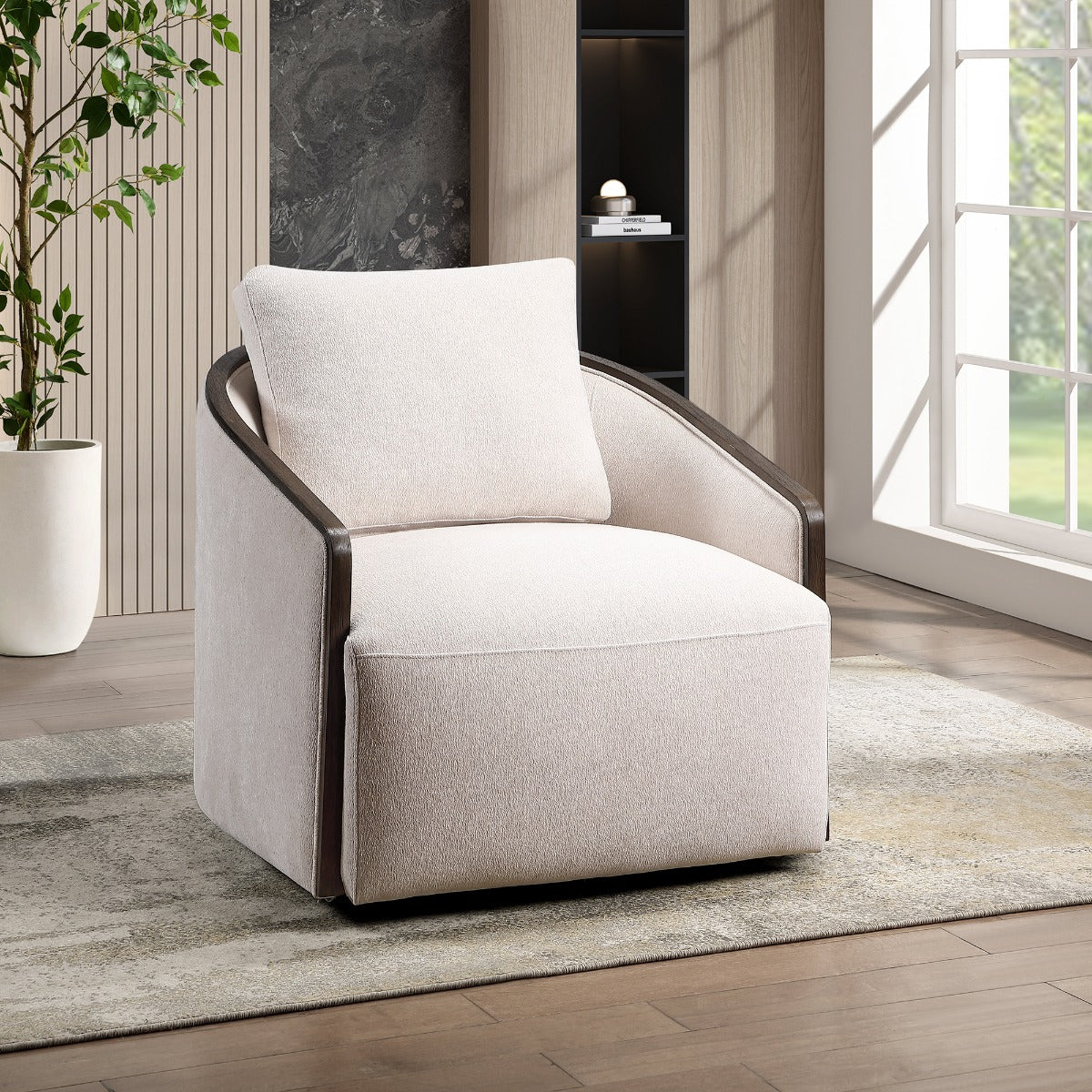 ACME Lenora Swivel Accent Chair – front view – Lusso Furniture Miami