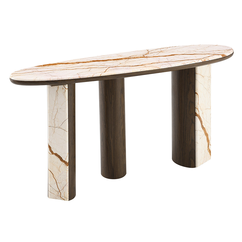 ACME Haidar Marble Console Table – angle view – Lusso Furniture Miami