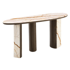 ACME Haidar Marble Console Table – angle view – Lusso Furniture Miami