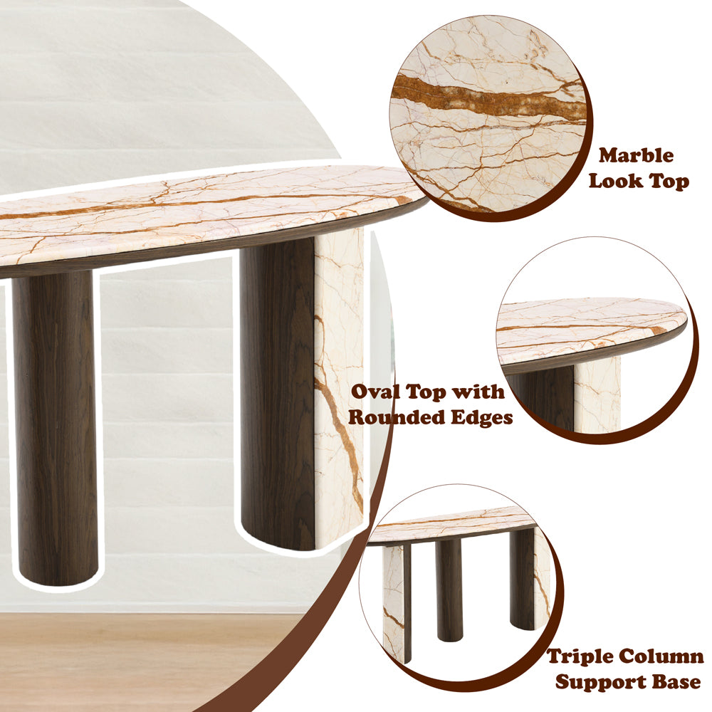 ACME Haidar Marble Console Table – top view – Lusso Furniture Miami