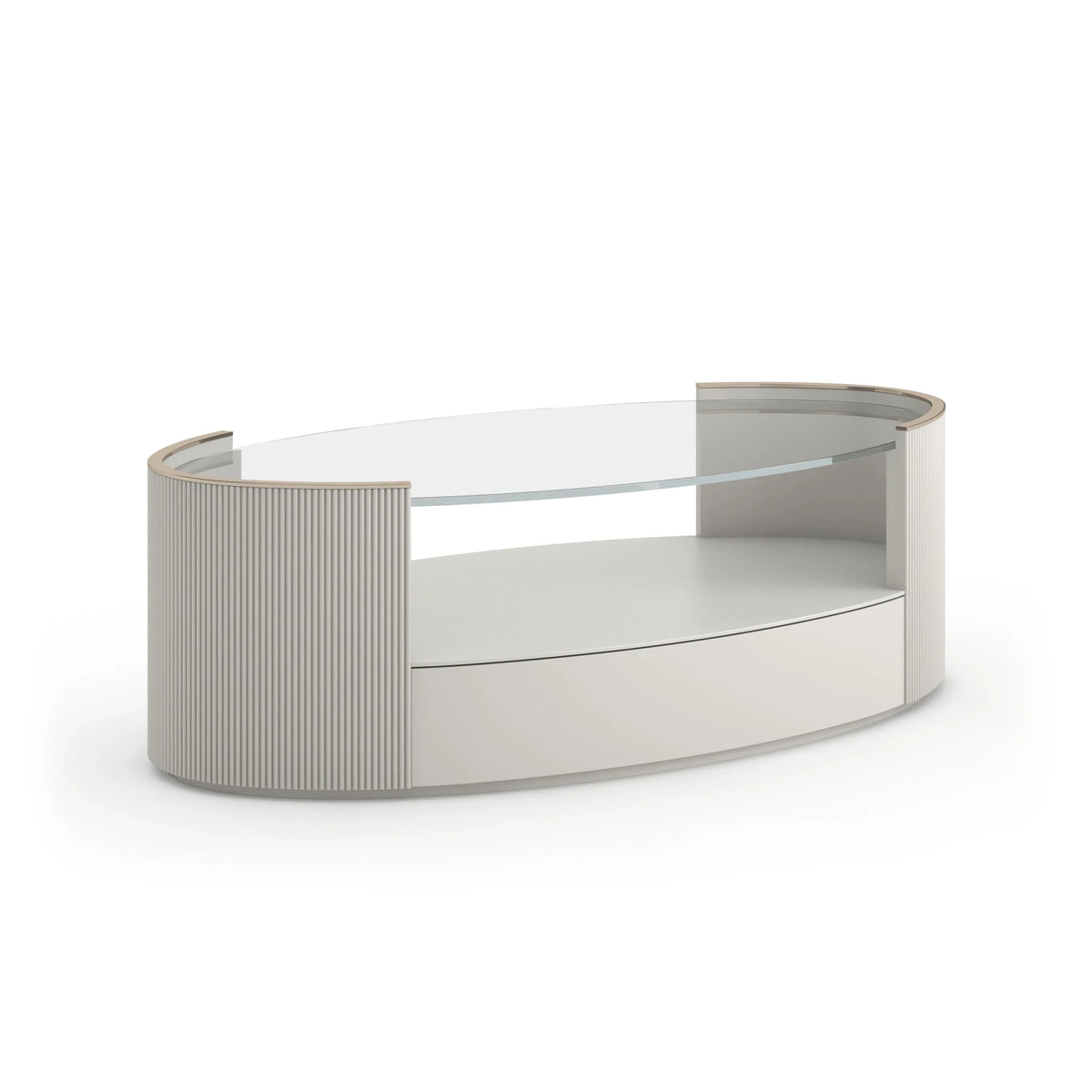 Caracole Love Oval Cocktail Table – side view – Lusso Furniture Miami