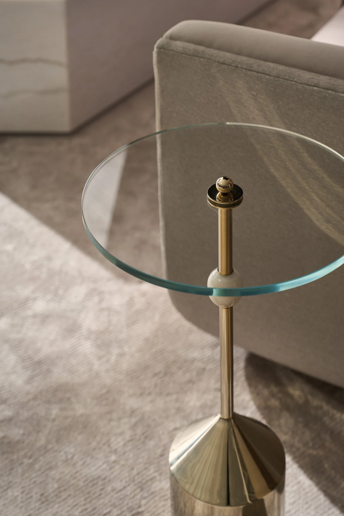 Caracole Alpha Side Table – side view – Lusso Furniture Miami