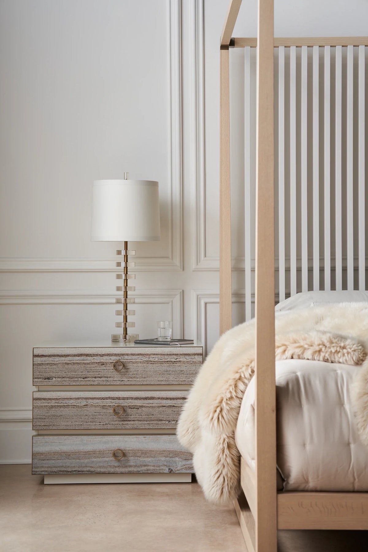 Caracole Bedrock Nightstand – side view – Lusso Furniture Miami