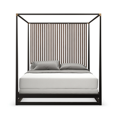 Caracole Pinstripe Bed – front view – Lusso Furniture Miami