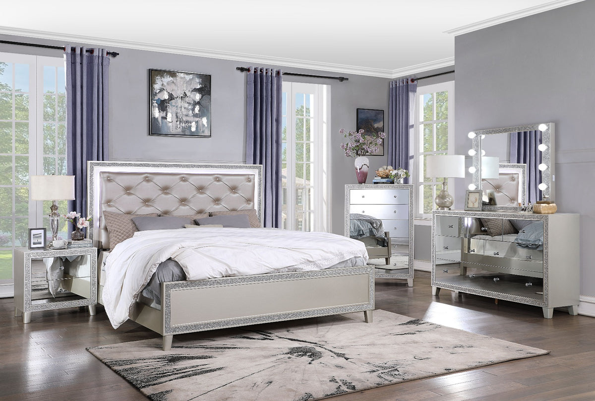 ACME Sliverfluff LED Bed – angle view – Lusso Furniture Miami