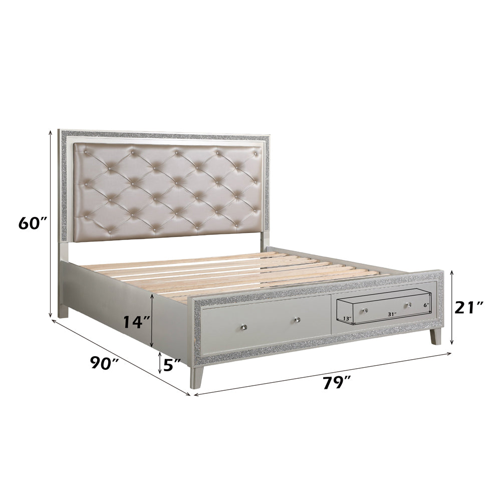 ACME Sliverfluff LED Storage Bed – view 16 – Lusso Furniture Miami