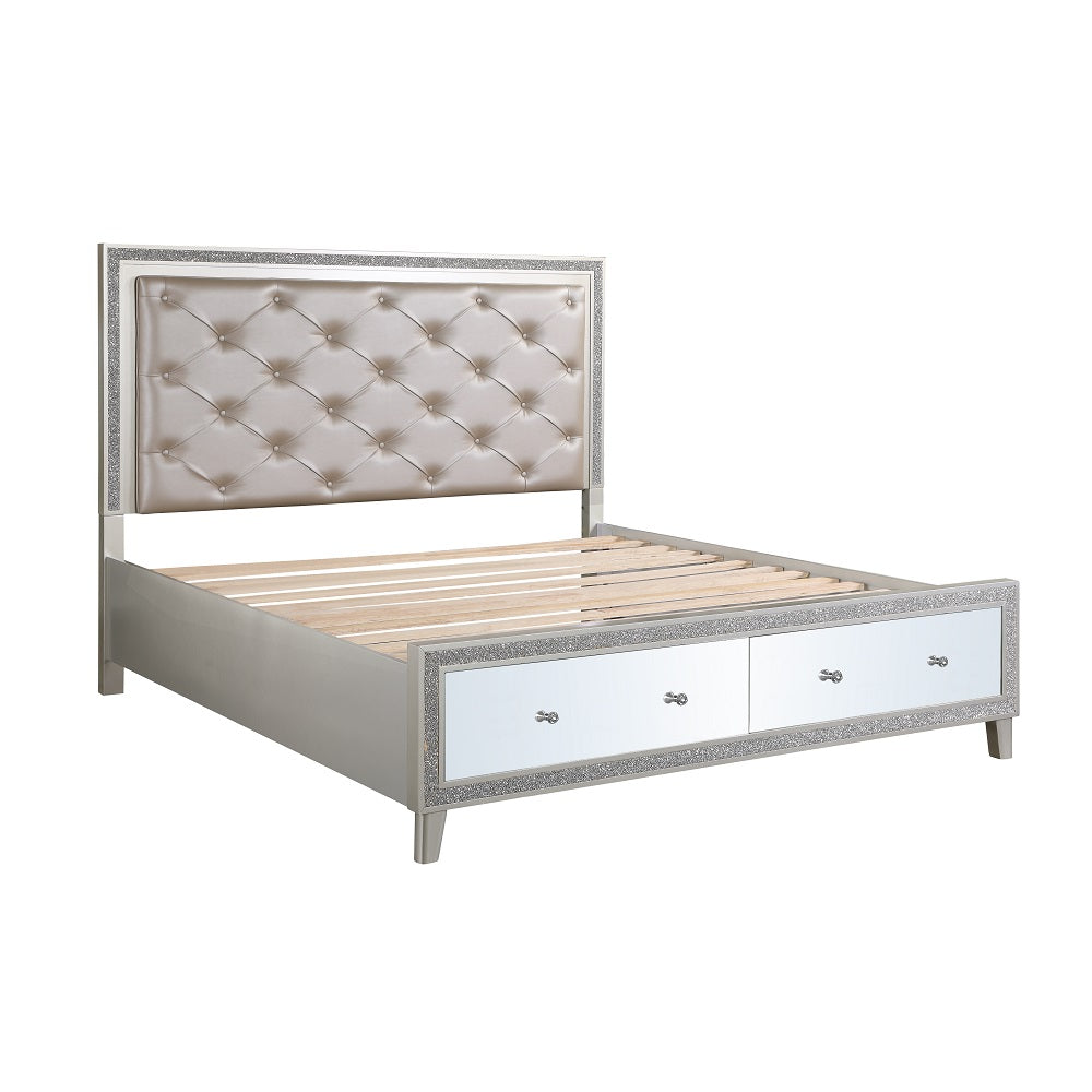 ACME Sliverfluff LED Storage Bed – angle view – Lusso Furniture Miami
