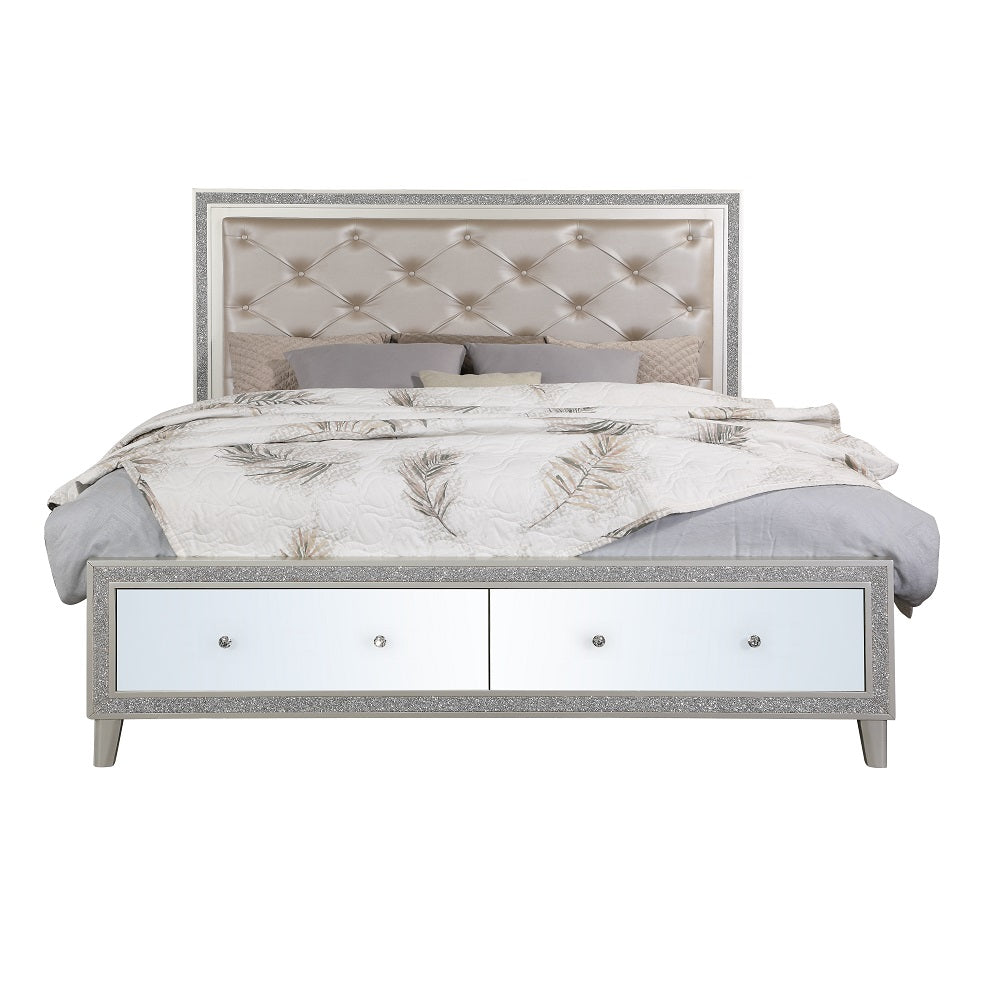 ACME Sliverfluff LED Storage Bed – side view – Lusso Furniture Miami
