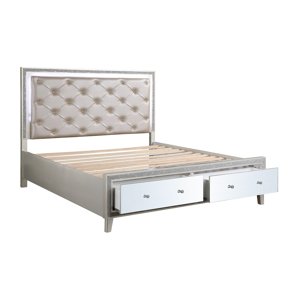 ACME Sliverfluff LED Storage Bed – room setting – Lusso Furniture Miami