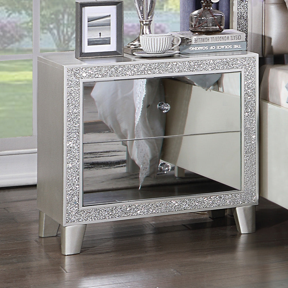 ACME Sliverfluff Nightstand – front view – Lusso Furniture Miami