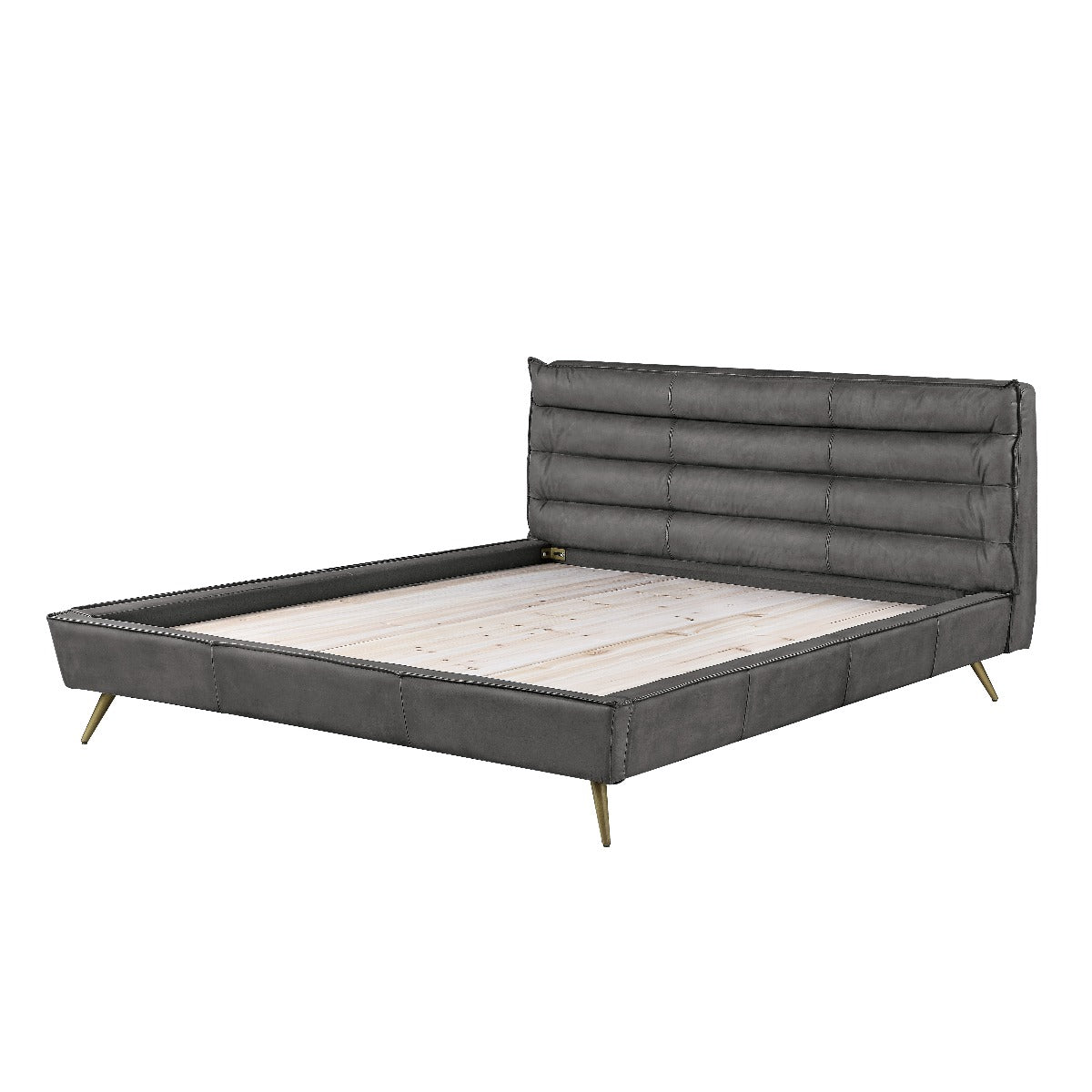 ACME Doris Leather Bed – angle view – Lusso Furniture Miami