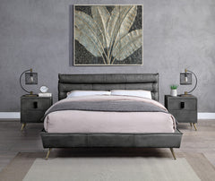 ACME Doris Leather Bed – front view – Lusso Furniture Miami