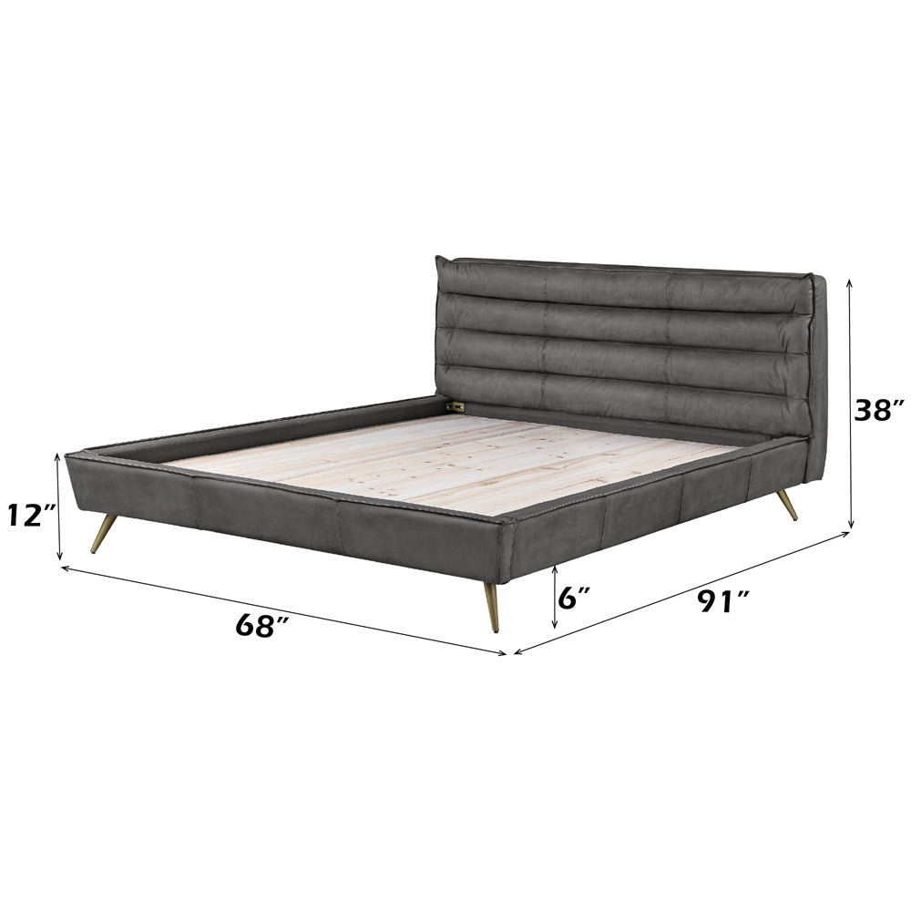 ACME Doris Leather Bed – back view – Lusso Furniture Miami