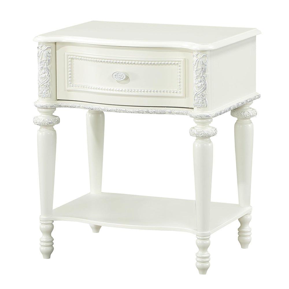 ACME Dorothy 1 Drawer Nightstand – angle view – Lusso Furniture Miami
