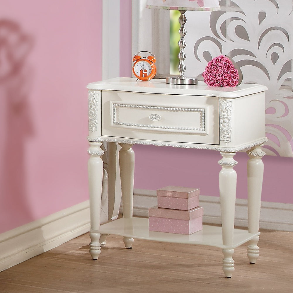 ACME Dorothy 1 Drawer Nightstand – front view – Lusso Furniture Miami
