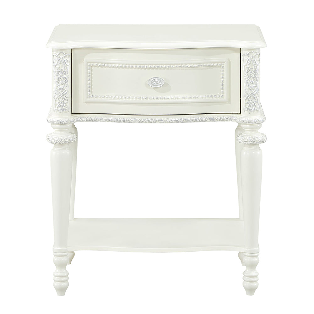 ACME Dorothy 1 Drawer Nightstand – side view – Lusso Furniture Miami