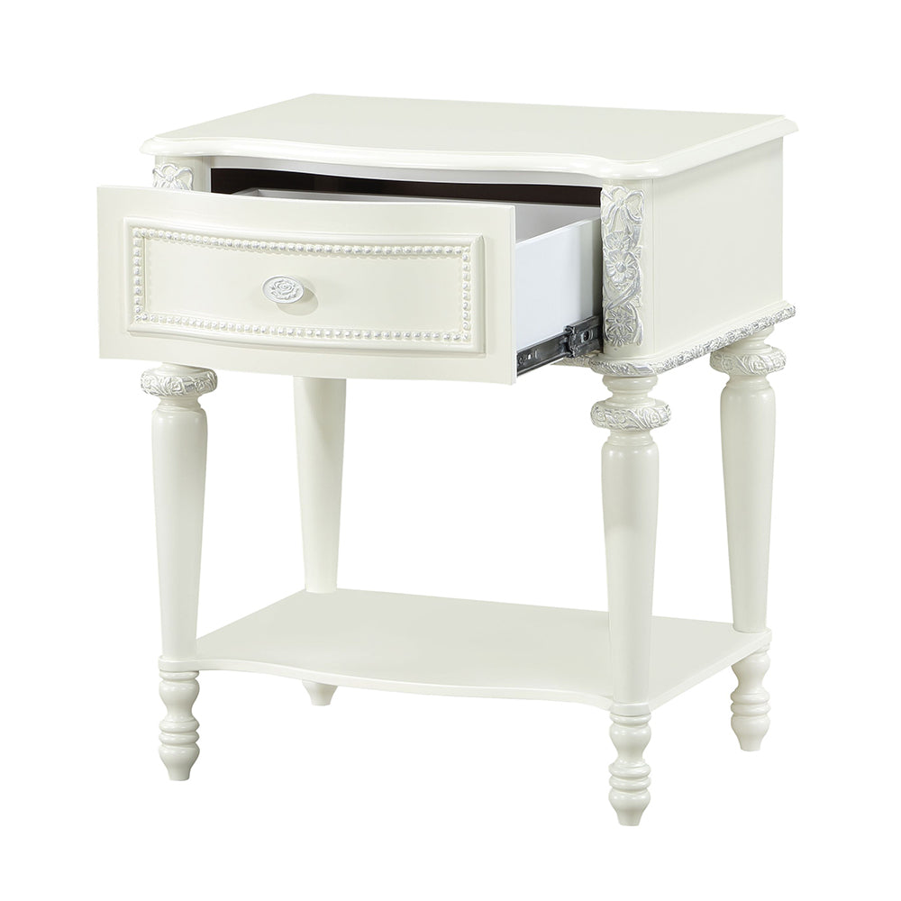ACME Dorothy 1 Drawer Nightstand – room setting – Lusso Furniture Miami