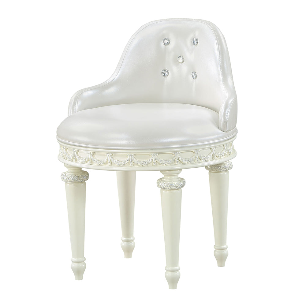ACME Dorothy Swivel Vanity Chair – angle view – Lusso Furniture Miami