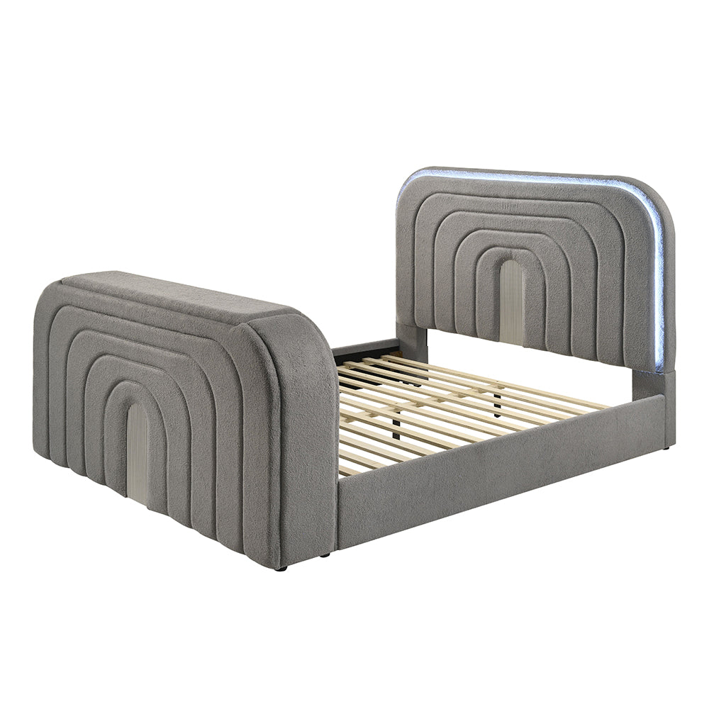 ACME Shelyn LED Bed with TV Stand and Fireplace – angle view – Lusso Furniture Miami