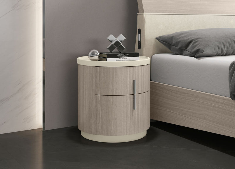 Celine Nightstand – White Oak Veneer & Beige Lacquer-zoom-