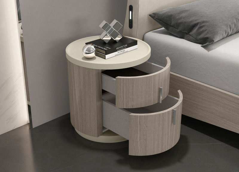Celine Nightstand – White Oak Veneer & Beige Lacquer-zoom-