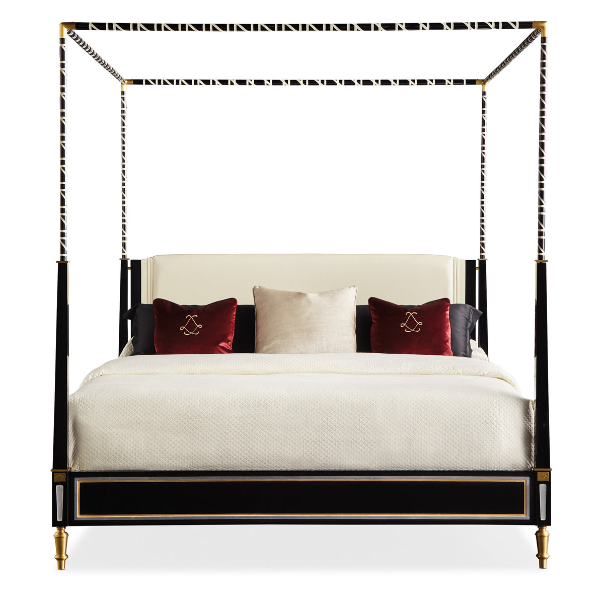 Caracole Couturier Canopy Bed – front view – Lusso Furniture Miami