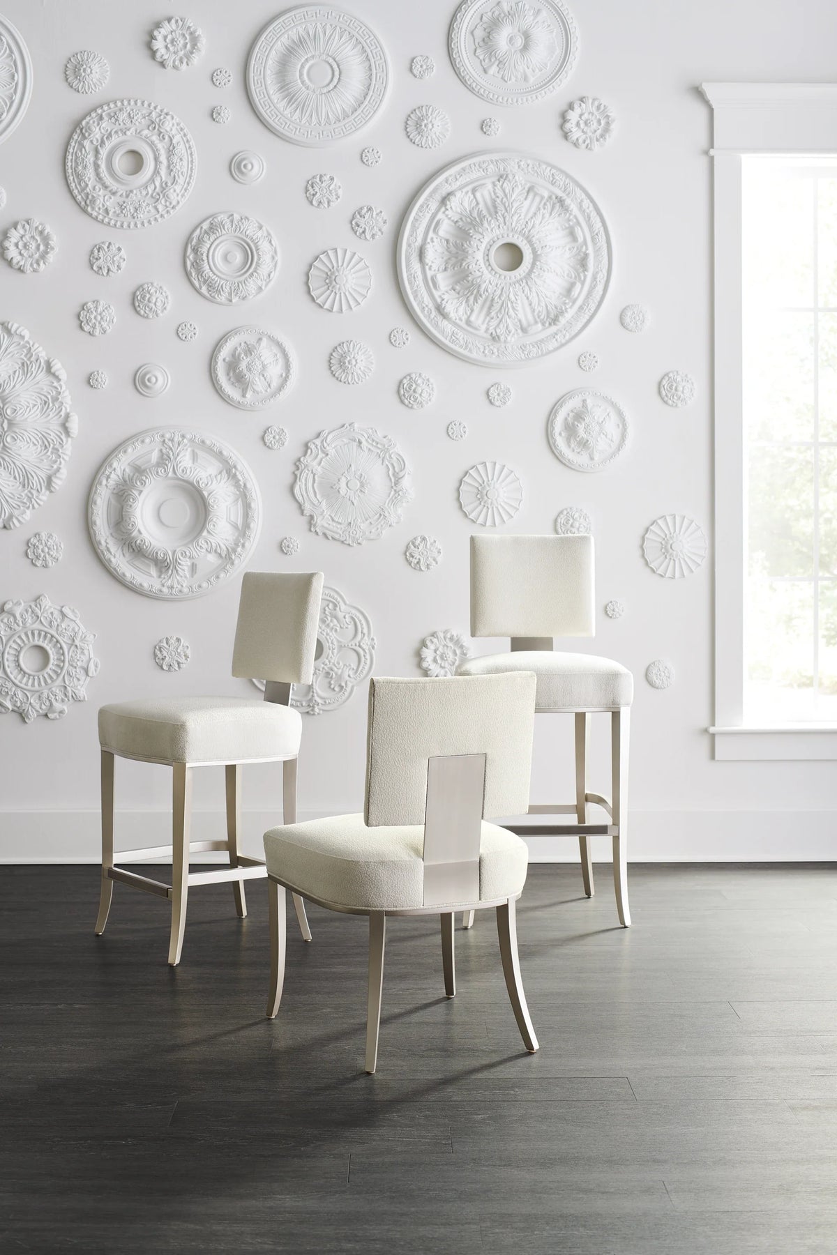 Caracole Reserved Seating Bar Stool – angle view – Lusso Furniture Miami