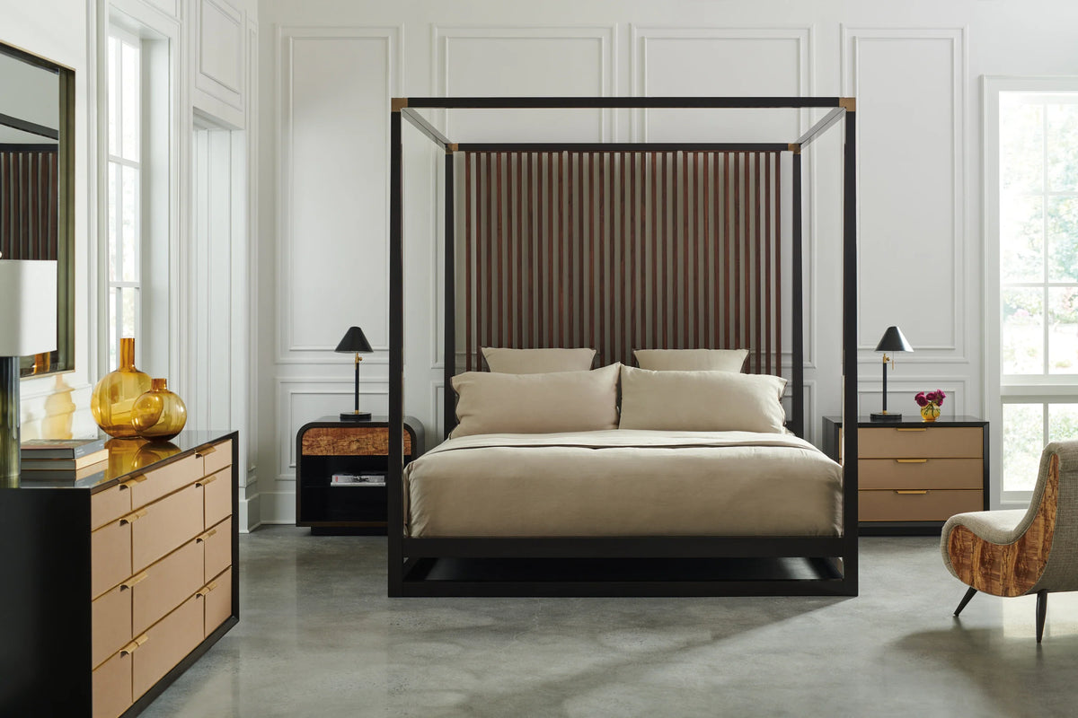 Caracole Pinstripe Bed – side view – Lusso Furniture Miami