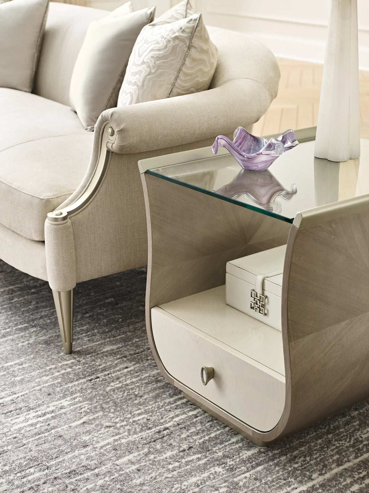 Caracole Rectangle End Table – angle view – Lusso Furniture Miami