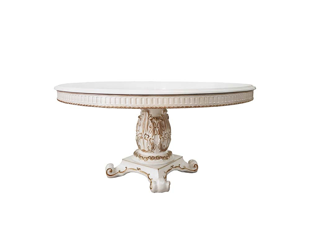 ACME Vendome Round Pedestal Dining Table – front view – Lusso Furniture Miami