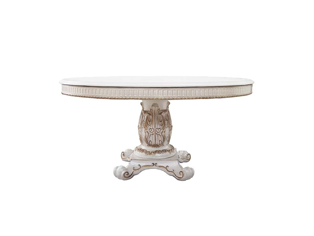 ACME Vendome Round Pedestal Dining Table – angle view – Lusso Furniture Miami