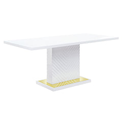 ACME Gaines Pedestal Dining Table – angle view – Lusso Furniture Miami