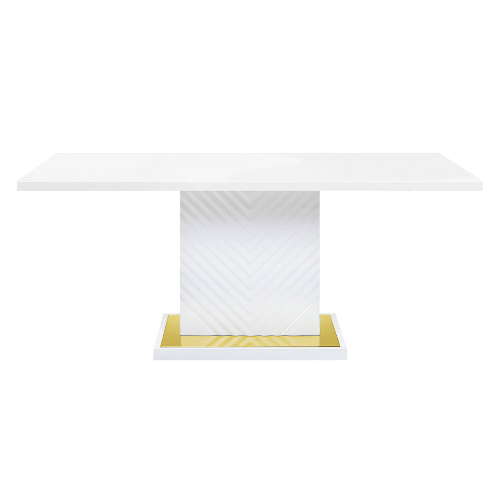 ACME Gaines Pedestal Dining Table – side view – Lusso Furniture Miami