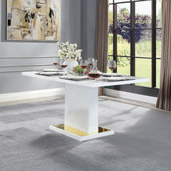 ACME Gaines Pedestal Dining Table – front view – Lusso Furniture Miami