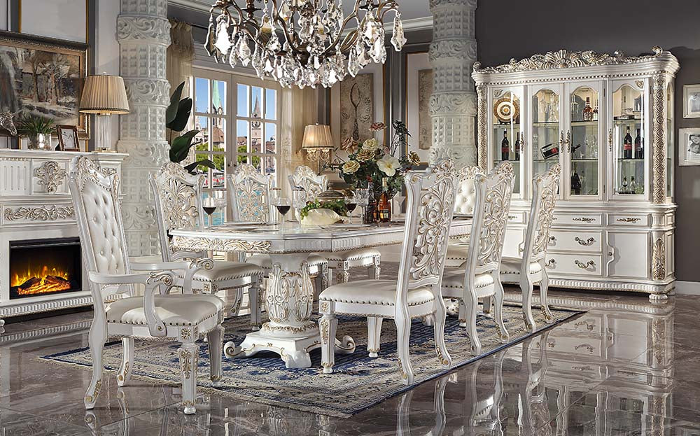 ACME Vendome Pedestal Dining Table – front view – Lusso Furniture Miami