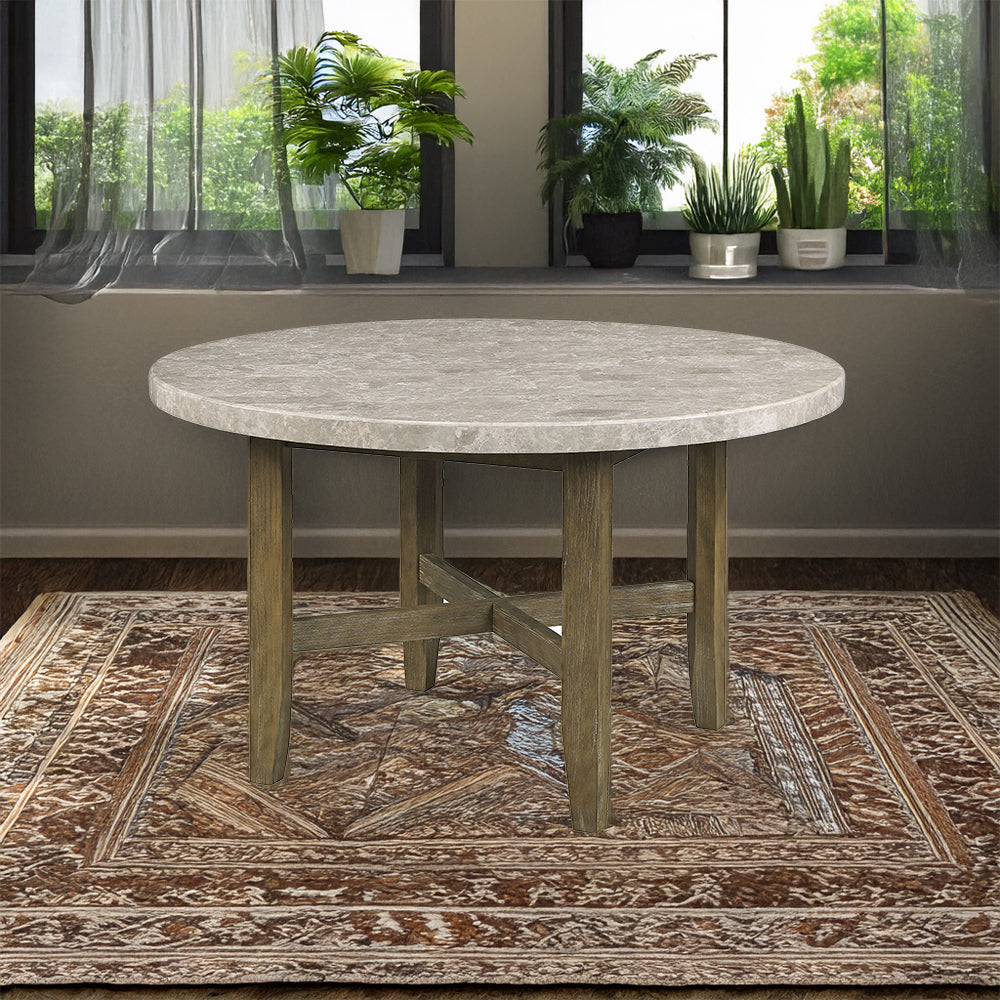 ACME Karsen Marble Top Dining Table – front view – Lusso Furniture Miami